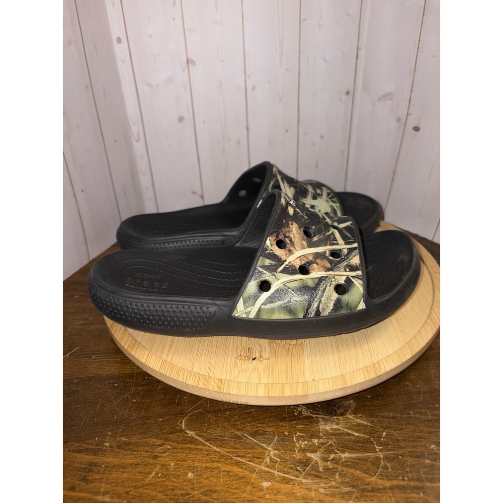 Crocs RealTree Camo Iconic Comfort Slides Sandals W7 M5 (Shrunk To this size)